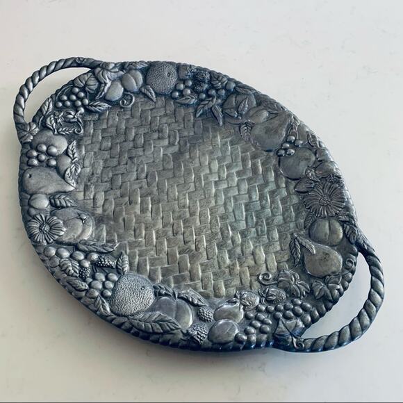 Lenox Oval Pewter Fruit Theme 23" Serving Tray
